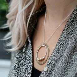 Mooch..... Peace Of Mind Silver Plated Silver Plated Silver And Gold Plated Hoops And Beads Necklace