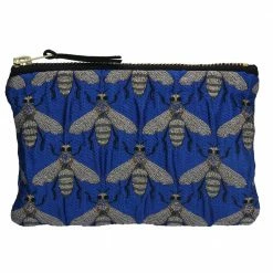 Mooch..... Jacquard Bee Coin Purse - Blue Let It Bee
