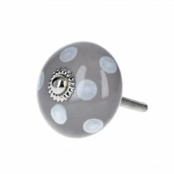 Mooch..... Ceramic Drawer Knob - Pale Grey Spotty