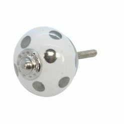 Mooch..... New Arrivals Ceramic Drawer Knob - White With Silver Spots
