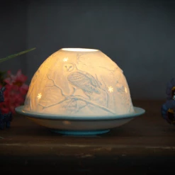 Mooch-andover Home Furnishings And Gifts Light-Glow Barn Owls Tealight Candle Holder