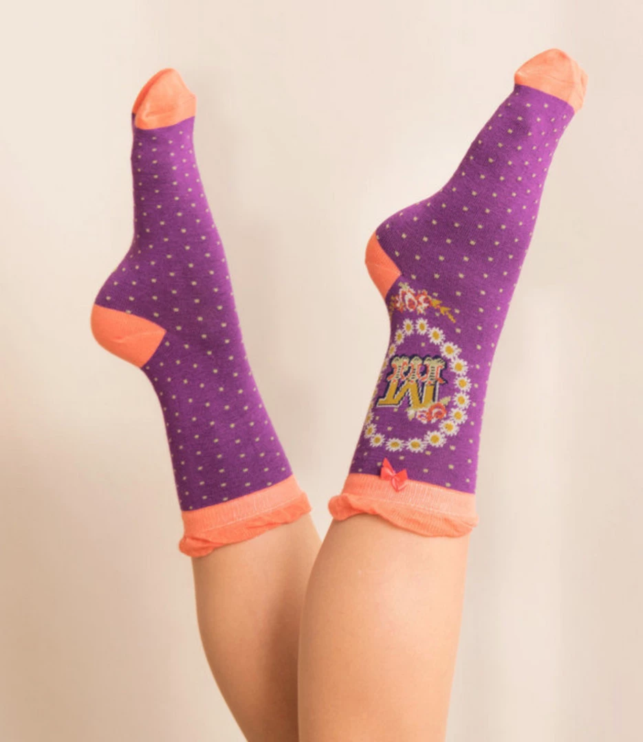 Mooch-andover Powder Monogram Socks M Mooch-andover Powder Monogram Socks M