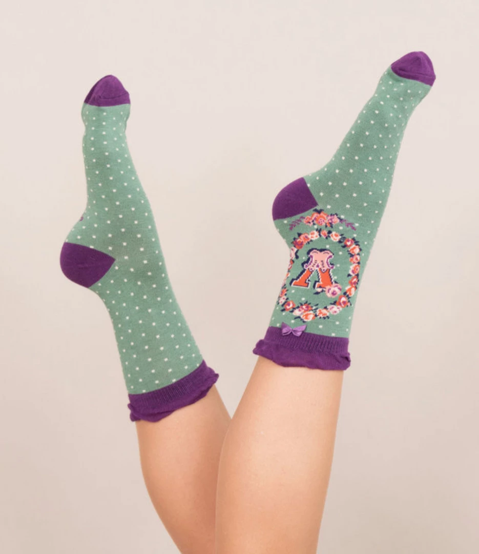 Mooch-andover Powder Monogram Socks V Mooch-andover Powder Monogram Socks V
