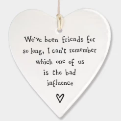 Mooch-andover East Of India Porcelain Hanging Heart - We've Been Friends So Long.....