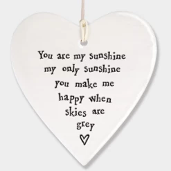 Mooch-andover East Of India Gifts East Of India Porcelain Hanging Heart - You Are My Sunshine....