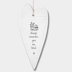 Mooch-andover East Of India Porcelain Long Hanging Heart - Always Remember You Are Loved..... East Of India Gifts