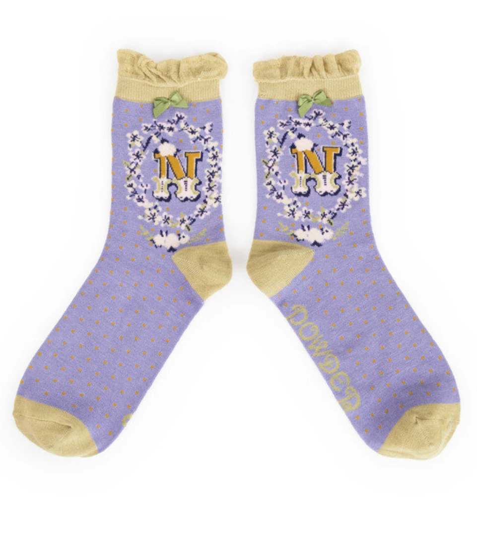 Mooch-andover Powder Monogram Socks N Mooch-andover Powder Monogram Socks N