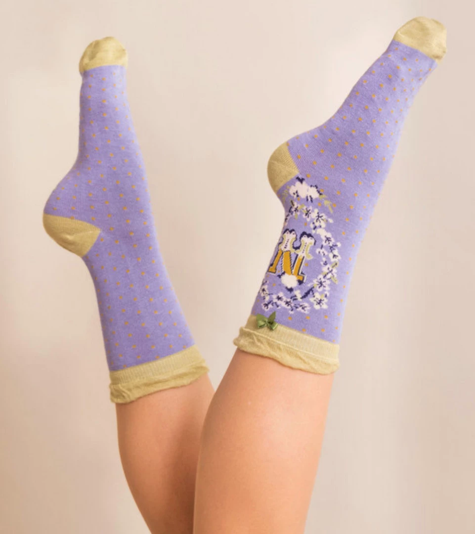 Mooch-andover Powder Monogram Socks N Mooch-andover Powder Monogram Socks N