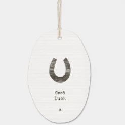 Mooch-andover East Of India Porcelain Oval Message Hanger - "Good Luck" East Of India Gifts