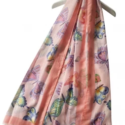 Mooch-andover Painted Butterfly Print Frayed Hem Scarf Scarves, Gloves & Headbands