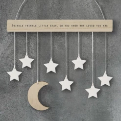 Mooch..... East Of India Wooden Hanger - Moon & Stars