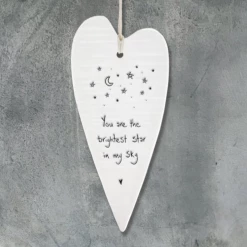 Mooch-andover East Of India Porcelain Long Hanging Heart - "You Are The Brightest Star In My Sky" New Arrivals
