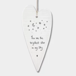 Mooch-andover East Of India Porcelain Long Hanging Heart - "You Are The Brightest Star In My Sky" New Arrivals