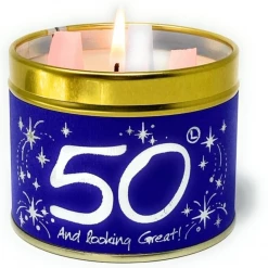 Mooch-andover New Arrivals Lily Flame Happy 50th Birthday Candle Tin