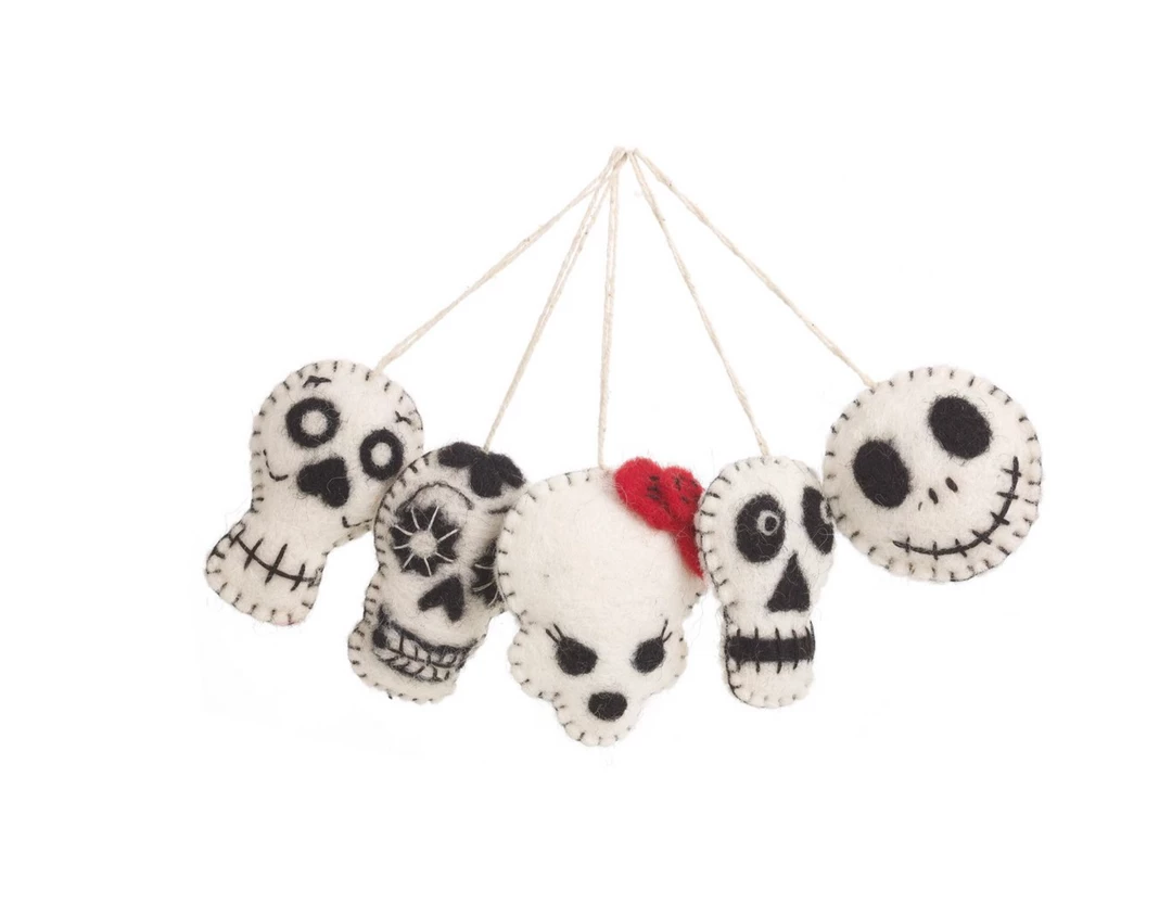Mooch..... Handmade Felt Halloween Skulls Hanging Biodegradable Decorations New Arrivals Mooch..... Handmade Felt Halloween Skulls Hanging Biodegradable Decorations New Arrivals