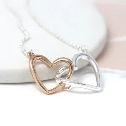 Mooch..... Peace Of Mind Silver Plated Linked Hearts Necklace