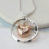 Mooch..... Peace Of Mind Silver Plated Hammered Heart In Circle Necklace Jewellery