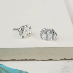 Mooch..... Gifts For Teachers Peace Of Mind Silver Plated Elephant Stud Earrings