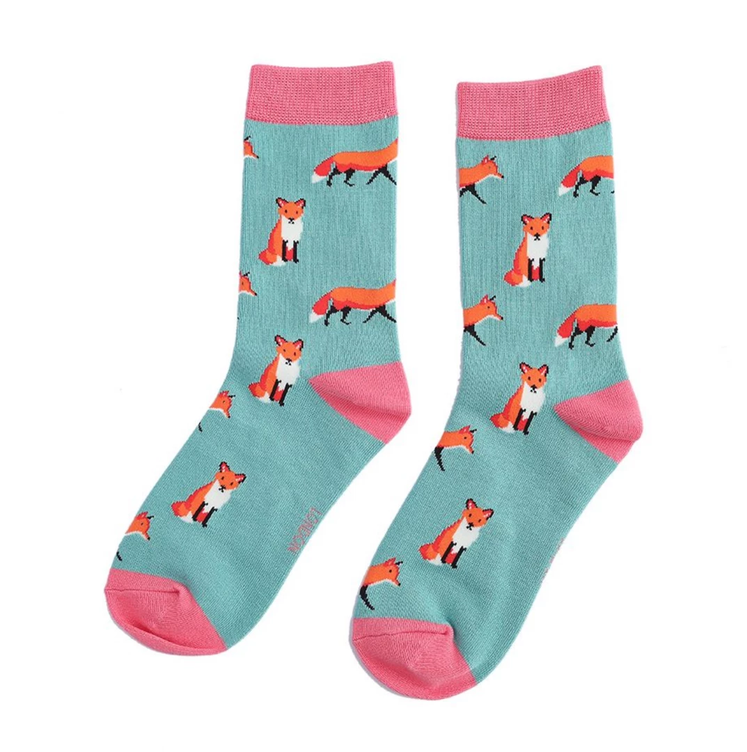 Mooch-andover Miss Sparrow Bamboo Ladies Socks - Foxes Green Gifts For Teachers Mooch-andover Miss Sparrow Bamboo Ladies Socks - Foxes Green Gifts For Teachers