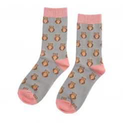 Mooch..... Miss Sparrow Bamboo Ladies Socks - Owls Silver Gifts For Teachers