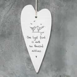 Mooch-andover East Of India Porcelain Long Hanging Heart - One Loyal Friend....