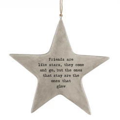 Mooch-andover East Of India Porcelain Rustic Hanging Star - Friends Are Like Stars.....