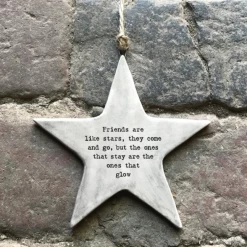 Mooch-andover East Of India Porcelain Rustic Hanging Star - Friends Are Like Stars.....