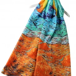Mooch-andover Impressionist Oil Painting Sunset Silk Scarf Scarves, Gloves & Headbands