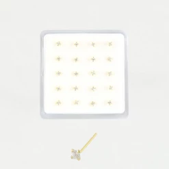 Mooch..... Gold Plated Nose Stud - Square Clawset Jewellery