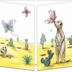 Mooch..... New Arrivals Sophie Turrel Folding Greetings Card - CT321 Meerkat And Butterfly