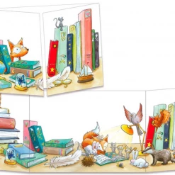 Mooch..... Sophie Turrel Folding Greetings Card - Fox In The Library CT322