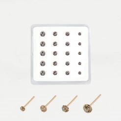 Mooch..... Rose Gold Platedl Nose Stud - Round Clawset Jewellery