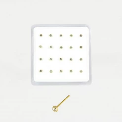 Mooch..... Gold Plated Nose Stud - Round Clawset Jewellery