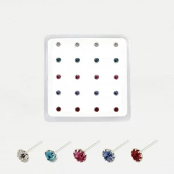 Mooch..... Jewellery Sterling Silver Nose Stud - Round Clawset Gem 2mm