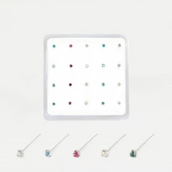 Mooch..... Jewellery Sterling Silver Nose Stud - Round Clawset Gem 1mm
