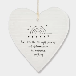 Mooch-andover East Of India Porcelain Hanging Heart - You Have The Strength, Courage.... New Arrivals
