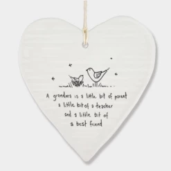 Mooch-andover East Of India Porcelain Hanging Heart - Grandma Is A Little Bit Of Parent....