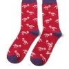 Mooch-andover Mr Heron Bamboo Mens Socks Dino Bones - Brick Red