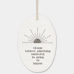 Mooch-andover Baby Gifts East Of India Porcelain Oval Message Hanger - "Always Believe Something Wonderful...." ..."