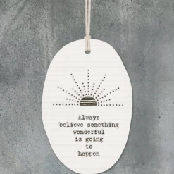 Mooch-andover Baby Gifts East Of India Porcelain Oval Message Hanger - "Always Believe Something Wonderful...." ..."