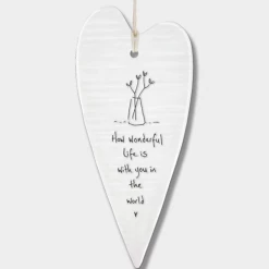 Mooch-andover East Of India Porcelain Long Hanging Heart - How Wonderful Life Is With You..... East Of India Gifts