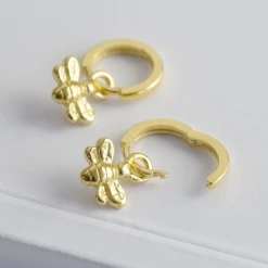 Mooch..... Gold Plated Sterling Silver Bee Huggie Earrings