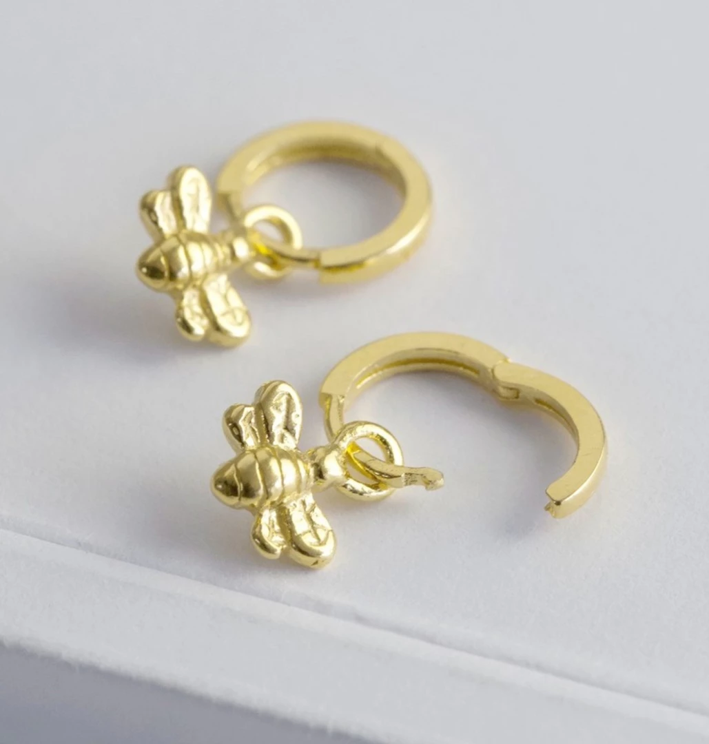 Mooch..... Gold Plated Sterling Silver Bee Huggie Earrings Mooch..... Gold Plated Sterling Silver Bee Huggie Earrings