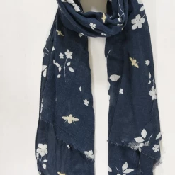 Mooch-andover Let It Bee Navy And Gold Bee Print Scarf