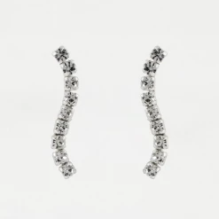 Mooch..... Sterling Silver Ear Crawler Earrings - Wave Gemset Crystals