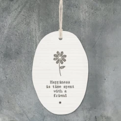 Mooch-andover East Of India Porcelain Oval Message Hanger - "Happiness Is Time Spent With A Friend" East Of India Gifts