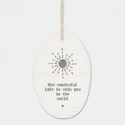Mooch-andover East Of India Porcelain Oval Message Hanger - "How Wonderful Life Is...." Gifts For Teachers