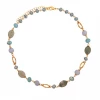 Mooch..... Blue Semi-Precious Stone And Natural Crystal Contemporary Short Necklace Jewellery