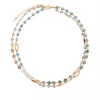 Mooch..... Blue Semi-Precious Stone And Natural Crystal Multi-Row Short Necklace