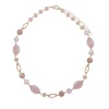 Mooch..... Pink Semi Precious Stones And Clear Crystals Short Necklace Jewellery